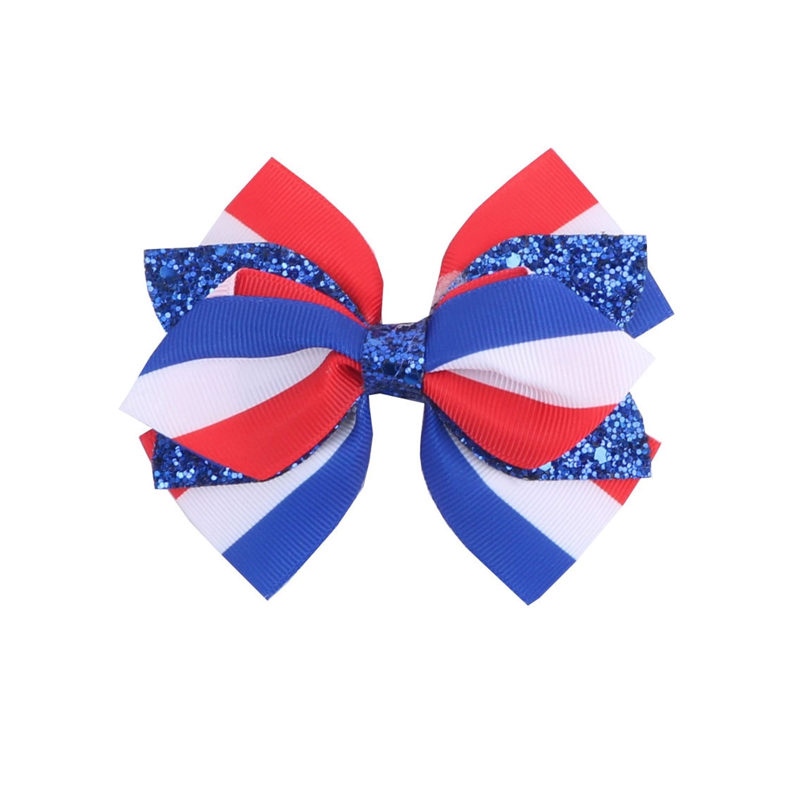 Independence Day Hair Bow for Girls, Red White Blue Patriotic Style Accessory. Elegant Headwear for Parade, Party & Daily Wear.