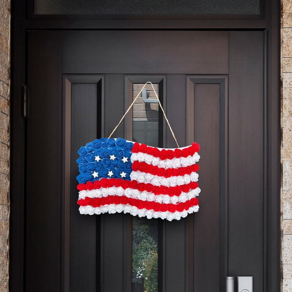 Independence Day Hang Flower Flags Door Wall Front Porch Decorative Signs and Props