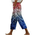 thumbnail image 1 of Independence Day Harem Pants Women Lounge Pants Mid Waist Capri Pant Loose Fit Trousers Drawstrings Slacks Comfy Lightweight Bottoms Straight Leg Pant with Pockets 4th of July Gift, 1 of 5