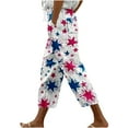 thumbnail image 1 of Independence Day Harem Pants Women Lounge Pants Mid Waist Capri Pant Loose Fit Trousers Drawstrings Slacks Comfy Lightweight Bottoms Straight Leg Pant with Pockets 4th of July Gift, 1 of 5