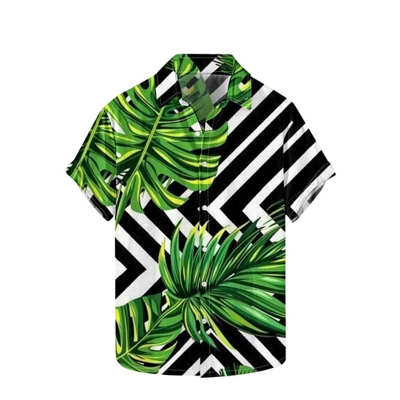 Independence Day Hawaiian Shirt for Men Summer Patterns Print Short Sleeve Button Down Shirts Tops Lightweight Relaxed Fit Elastic Tees for Beach Vacation
