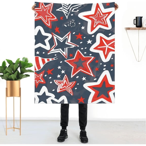 Independence Day Holiday Flannel Blanket, Small 30"x40" Patriotic and Soft Throw for USA-Themed Decor, Perfect for Couch, Bed, or Outdoor Use, Ideal Gift for Family and Friends