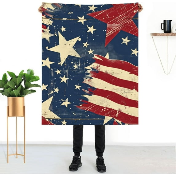 Independence Day Holiday Print Flannel Blanket 40"x50", Festive and Soft Throw Blanket for Patriotic Home Decor, Perfect for Couch, Bed, or Outdoor Use, Ideal Gift for Family and Friends