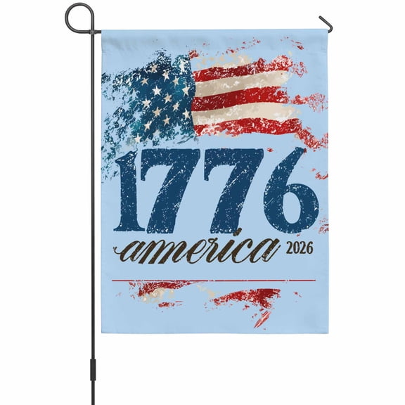 Independence Day House Flag 28 x 40 Inches, Vintage American Flag 1766-2026 Blue Background Weather Proof Outdoor Patio Flags Double Sided Small House Decoration for Yard Lawn Outside Home