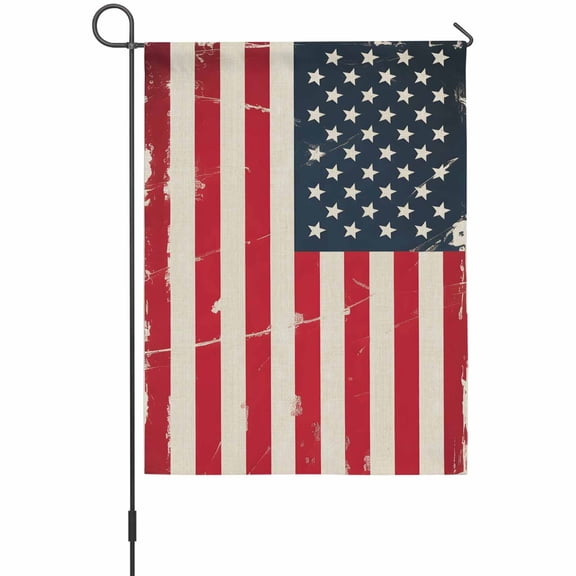 Independence Day House Flags For Outdoor, American Flag Star Retro Red Striped Small Double Side Yard Flags Weather Proof House Decor for Lawn Outside Holiday 28 x 40 Inches