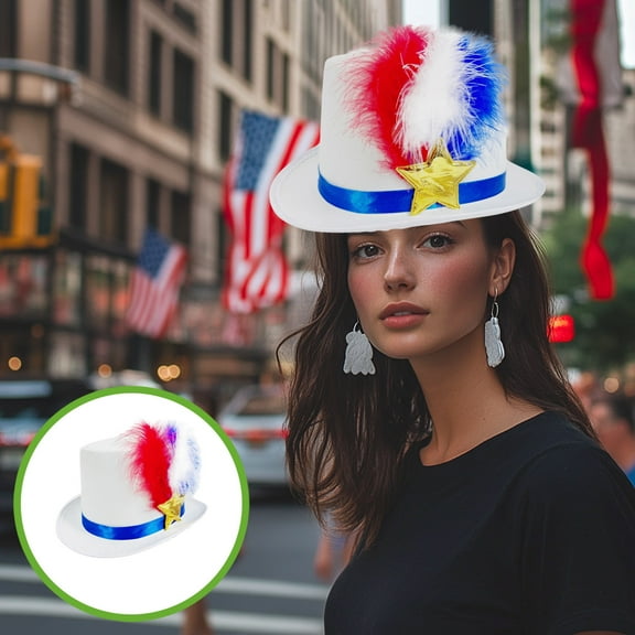 Independence Day, Independence Day Red White And Bluish Plume Decoration Hat Dress Up Party Performance Props Independence Day Holiday Accessories