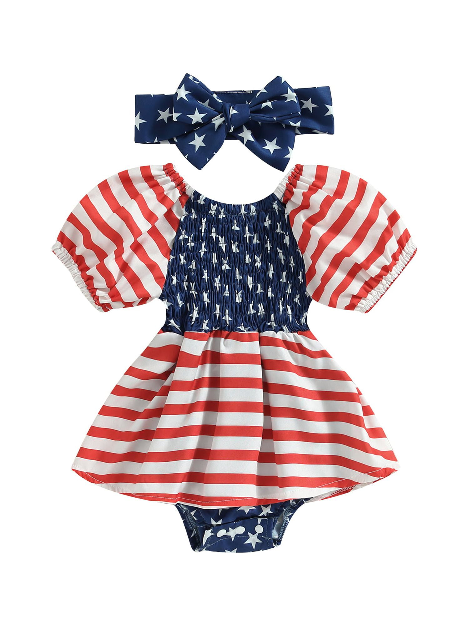 Baby Girl All Over Stars Print Short-sleeve Romper