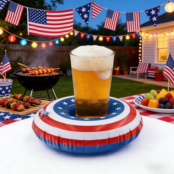 Independence Day Inflatable Beverage Cooler, Large Capacity Portable Waterproof Ice Bucket, Leakproof Drink Cooler for BBQ Picnic Pool Party Outdoor Summer Events