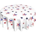 thumbnail image 1 of Independence Day July 4th Round Tablecloth 60 Inch Waterproof Spillproof Stain Resistant Star Patterned Washable Patriotic Table Cloth for Holiday Picnic Party, 1 of 5