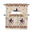 thumbnail image 1 of Independence Day Kitchen Curtains Sets for Windows 3 Piece, Rustic Texas Star Farmhouse Wooden Kitchen Curtains and Valances Tier Set 24 Inch Length Swag Curtain for Living Room Cafe Bathroom Bedroom, 1 of 6