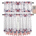 thumbnail image 1 of Independence Day Kitchen Curtains Valances 3 Piece Set, American Flag Butterflies White Rod Pocket Tier Curtain and Valance Drapes for Small Window 36 Inch Length for Bedroom Cafe, 1 of 9