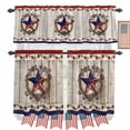 thumbnail image 1 of Independence Day Kitchen Curtains Valances 3 Piece Set, American Flag Farm Vintage Wooden Board Rod Pocket Tier Curtain and Valance Drapes for Small Window 36 Inch Length for Bedroom Cafe, 1 of 9