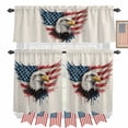 thumbnail image 1 of Independence Day Kitchen Curtains Valances 3 Piece Set, Patriotic Bald Eagle U.S. Flag Retro Linen Rod Pocket Tier Curtain and Valance Drapes for Small Window 36 Inch Length for Bedroom Cafe, 1 of 9