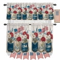 thumbnail image 1 of Independence Day Kitchen Curtains Valances 3 Piece Set, Red White Daisy Bottle Rod Pocket Tier Curtain and Valance Drapes for Small Window 36 Inch Length for Bedroom Cafe, 1 of 9