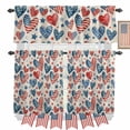 thumbnail image 1 of Independence Day Kitchen Curtains Valances 3 Piece Set, U. S. Flag Themed Love Heart Five-Pointed Stars Retro Rod Pocket Tier Curtain and Valance Drapes for Small Window 24 Inch Length for Bedroom, 1 of 9