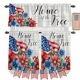 thumbnail image 1 of Independence Day Kitchen Curtains Valances 3 Piece Set, USA Flag Red Blue Flower Rod Pocket Tier Curtain and Valance Drapes for Small Window 36 Inch Length for Bedroom Cafe, 1 of 9