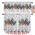 thumbnail image 1 of Independence Day Kitchen Curtains Valances 3 Piece Set, Vintage Butterfly Star Leaf Gray Plaid Rod Pocket Tier Curtain and Valance Drapes for Small Window 24 Inch Length for Bedroom Cafe, 1 of 9
