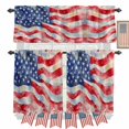 thumbnail image 1 of Independence Day Kitchen Curtains Valances 3 Piece Set, Watercolor American Flag Rod Pocket Tier Curtain and Valance Drapes for Small Window 36 Inch Length for Bedroom Cafe, 1 of 9