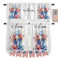 thumbnail image 1 of Independence Day Kitchen Curtains Valances 3 Piece Set, Welcome Flowers Butterfly Rod Pocket Tier Curtain and Valance Drapes for Small Window 24 Inch Length for Bedroom Cafe, 1 of 9
