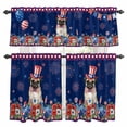 thumbnail image 1 of Independence Day Kitchen Curtains Valances and Tiers Set of 3 Cartoon Pug Dog Cute Puppy Colorful Poppy Tier Curtains and Valance with Rod Pocket for Small Windows, 27.5"x24", 1 of 9