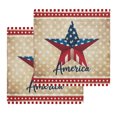 thumbnail image 1 of Independence Day Kitchen Dish Towels for Drying Dishes Set of 2, Patriotic America Flag Stars Vintage Brown Waffle Weave Microfiber Hand Tea Bathroom Towels Quick Dry & Absorbent Towel 12x12, 1 of 7