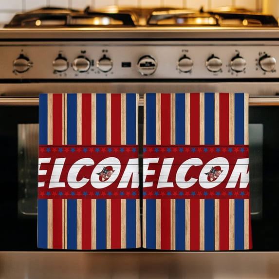 Independence Day Kitchen Towels Set of 1, Vintage Patriotic Flag Red Blue Stripe Absorbent Dish Towels for Kitchen, Microfiber Hand Towel, Quick Drying Tea Towel for Cleaning Decorative Dishcloths