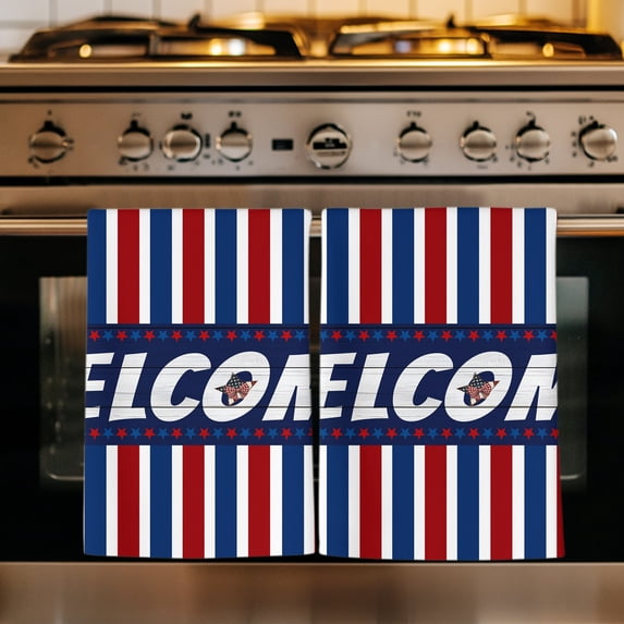Independence Day Kitchen Towels Set of 3, Red Blue American Flag Star Striped Absorbent Dish Towels for Kitchen, Microfiber Hand Towel, Quick Drying Tea Towel for Cleaning Decorative Dishcloths