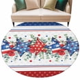 thumbnail image 1 of Independence Day Large Area Rugs for Bedroom Living Room, Soft Non Slip Carpet Bedside Rug, Star Stripe Flag Eucalyptus Red Blue Round Floor Cover Kitchen Accent Rug 5' for Dining Room/Office, 1 of 9