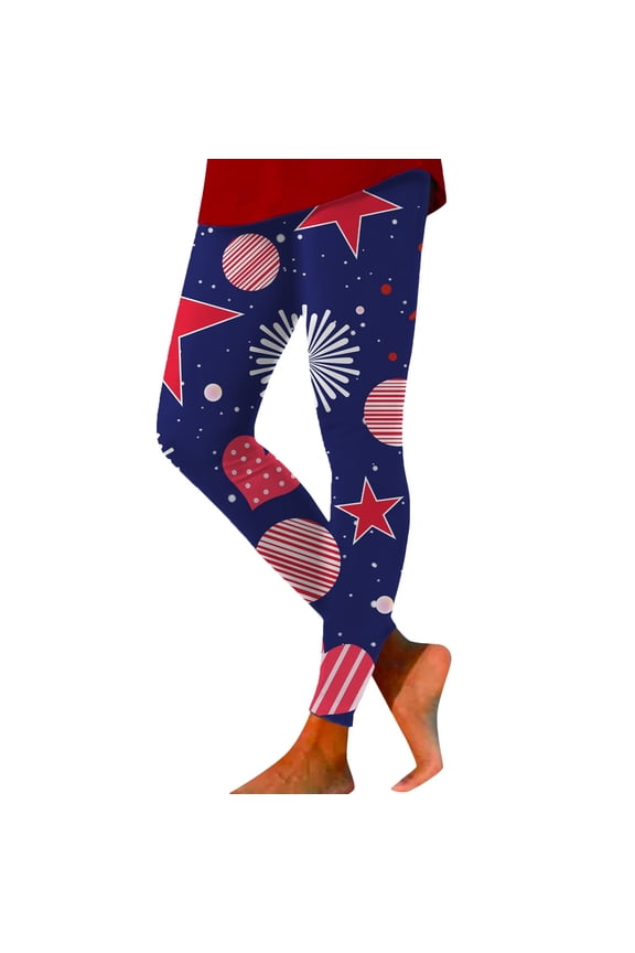 Independence Day Leggings for Women Patriotic Printed High Waist Tights Lifting Sports Leggings for Yoga and Holiday Events