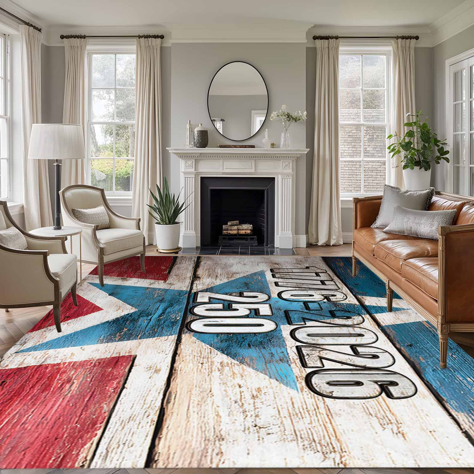 Corn Pile Rug Independence Day Living Room Rugs 6'x9', America 250 Years Vintage ...