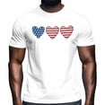 thumbnail image 1 of Independence Day Love Heart Men's T Shirts Patriotic American Flag Red Stripe Blue Star T-Shirt for Men Crew Neck Tees Cotton Tops White, S, 1 of 9