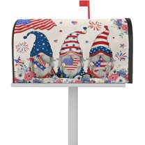 Independence Day Magnetic Mailbox Covers 21" X 25.5", American Flag Floral Gnome Patriot Frrework Mailbox Wraps Standard Size Memorial 4th of July Post Letter Box Cover for Holiday Banquet Party Decor