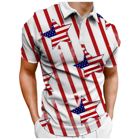 Independence Day Male Summer Independence Day Theme Printed Button Shirt Turn Down Short Sleeve Tops Shirt Funny 4Th Of July Shirts for Men