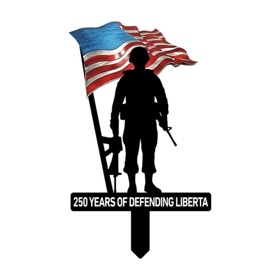 Independence Day Memorial Metal Plaque, Patriotic Garden Yard Stake for Soldiers, July 4th Outdoor Decor, Veterans Tribute, 250th Anniversary Metal Sign for Home Garden (11.8 Inch)