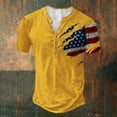 thumbnail image 1 of Independence Day Men's American Flag Henley T-Shirt, Short Sleeve Casual Patriotic Button Down Tee, Soft Cotton Blend, Summer Fashion, 1 of 3