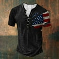 thumbnail image 1 of Independence Day Men's American Flag Henley T-Shirt, Short Sleeve Casual Patriotic Button Down Tee, Soft Cotton Blend, Summer Fashion, 1 of 3