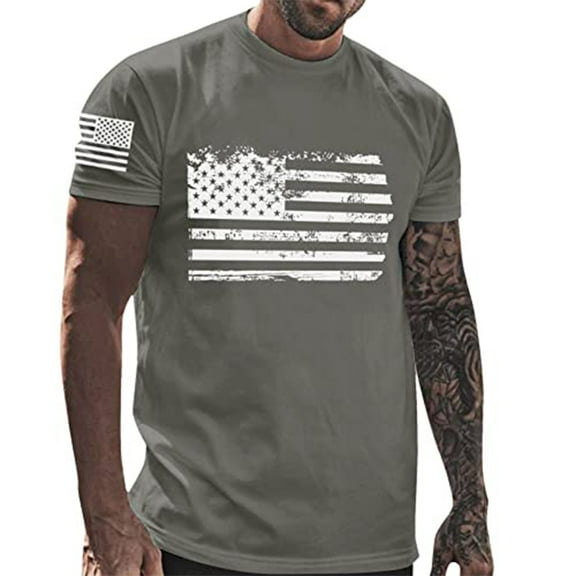 Independence Day Men's Patriotic American Flag T-Shirt Stylish USA Flag Graphic Tee Comfortable Casual Wear for Independence Day