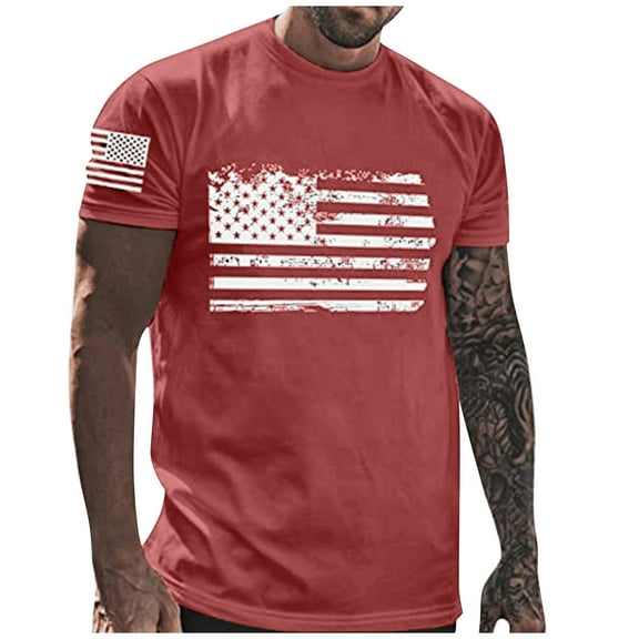 Independence Day Men's Patriotic American Flag T-Shirt Stylish USA Flag Graphic Tee Comfortable Casual Wear for Independence Day