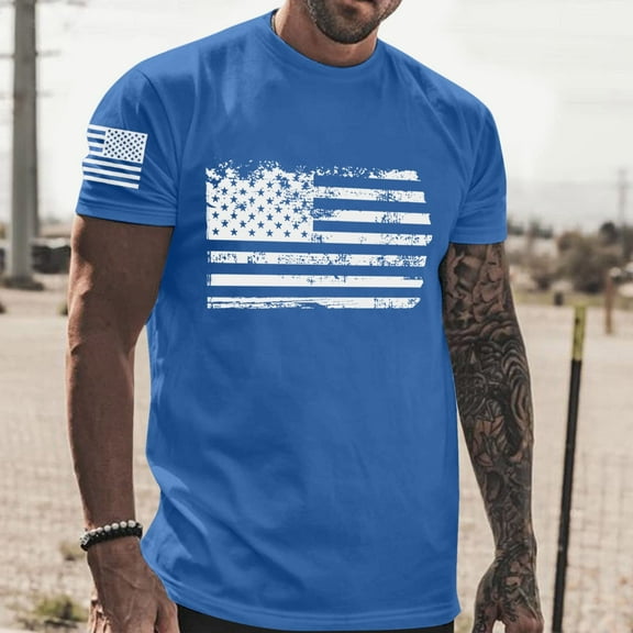 Independence Day Men's Patriotic American Flag T-Shirt Stylish USA Flag Graphic Tee Comfortable Casual Wear for Independence Day