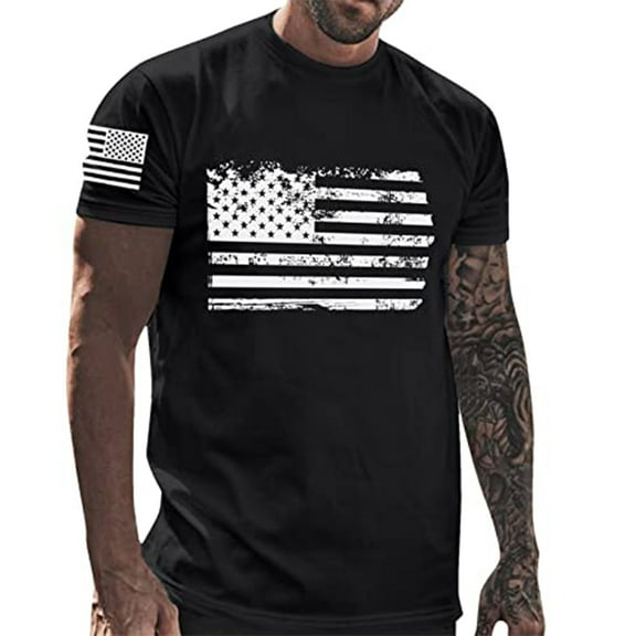 Independence Day Men's Patriotic American Flag T-Shirt Stylish USA Flag Graphic Tee Comfortable Casual Wear for Independence Day