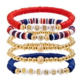 thumbnail image 1 of Independence Day Multi-layer Beaded Polymer Clay Bracelet for Patriotic Celebration 4th of July Red White and Blue Fashion Jewelry Accessory, 1 of 8