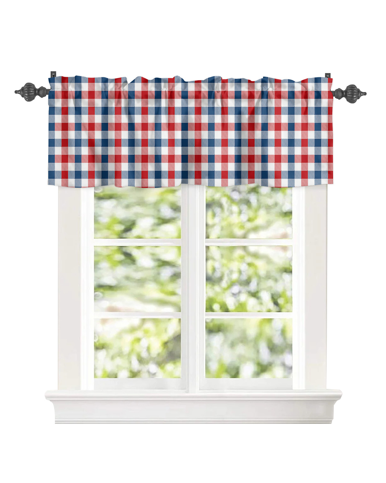 Independence Day Navy Red White Plaid Window Treatment Panel for Living ...