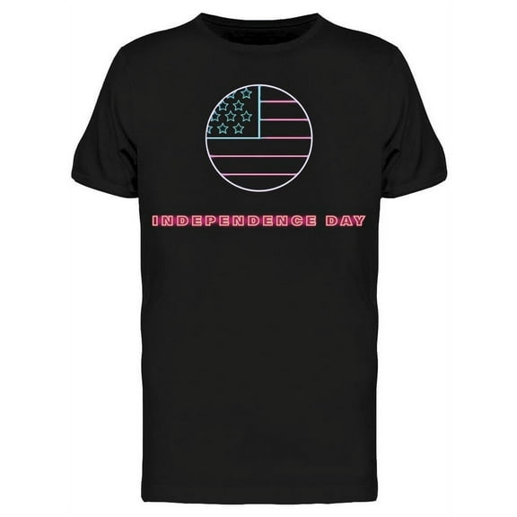 Independence Day. Neon Circle T-Shirt Men -Image by Shutterstock, Male Small