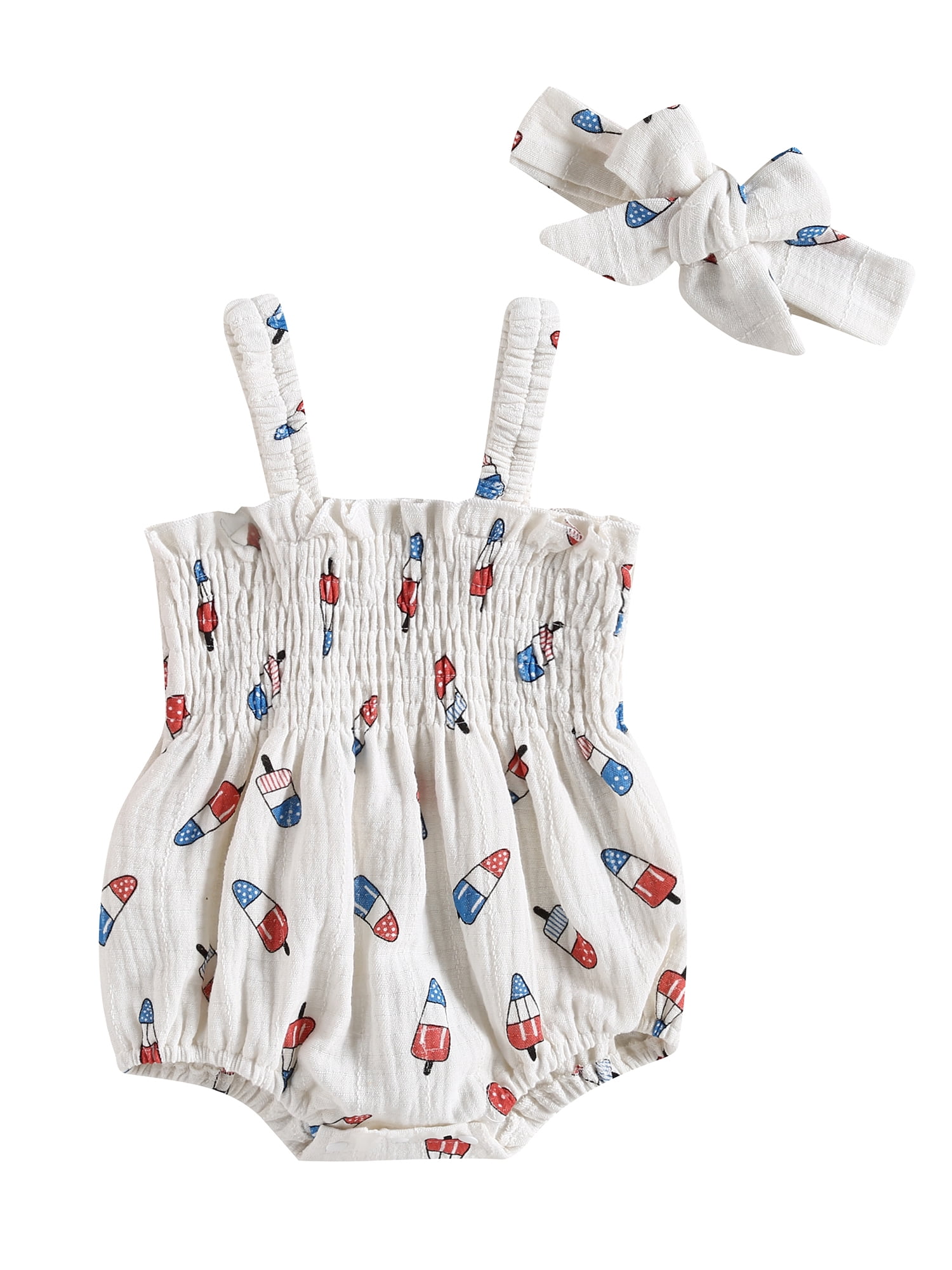 Independence Day Newborn Baby Girl Summer Clothes Ice Cream Print ...