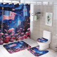 thumbnail image 1 of Independence Day Of The United States Flag Bathroom Sets with Shower Curtain And Rugs, Incl with 12 Hooks，Toilet Lid Oval Rug, 1 of 8