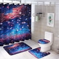 thumbnail image 1 of Independence Day Of The United States Flag Bathroom Sets with Shower Curtain And Rugs, Incl with 12 Hooks，Toilet Lid Oval Rug, 1 of 8