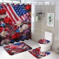 thumbnail image 1 of Independence Day Of The United States Flag Bathroom Sets with Shower Curtain And Rugs, Incl with 12 Hooks，Toilet Lid Oval Rug, 1 of 8