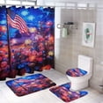 thumbnail image 1 of Independence Day Of The United States Flag Bathroom Sets with Shower Curtain And Rugs, Incl with 12 Hooks，Toilet Lid Oval Rug, 1 of 8