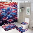 thumbnail image 1 of Independence Day Of The United States Flag Bathroom Sets with Shower Curtain And Rugs, Incl with 12 Hooks，Toilet Lid Oval Rug, 1 of 8