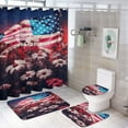 thumbnail image 1 of Independence Day Of The United States Flag Bathroom Sets with Shower Curtain And Rugs, Incl with 12 Hooks，Toilet Lid Oval Rug, 1 of 8